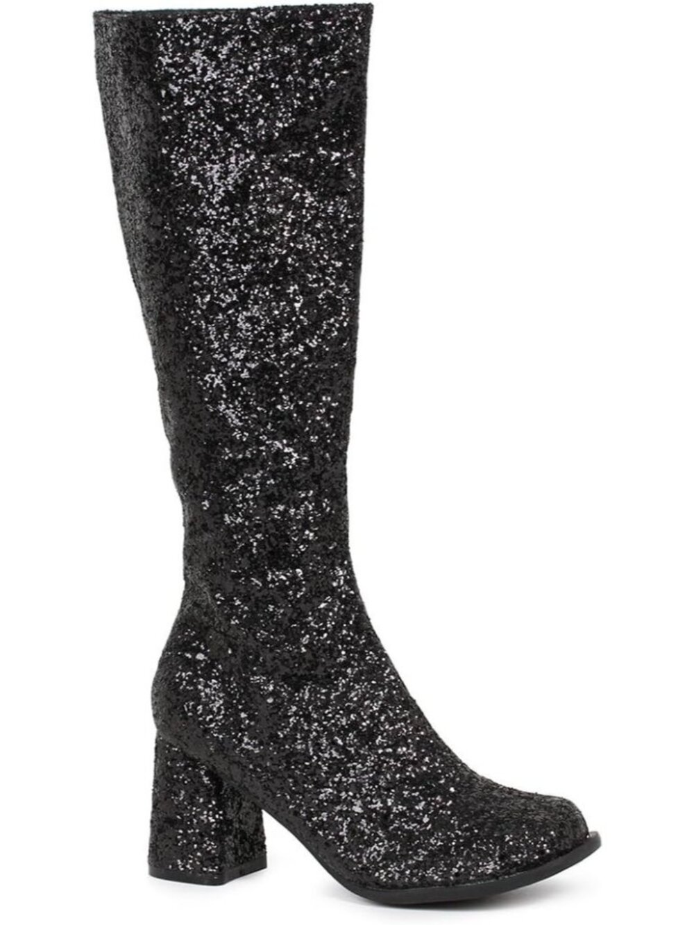 🆕Women's Dark Black Glitter Gogo Boots 60s 70s Disco Block Heel Shoes